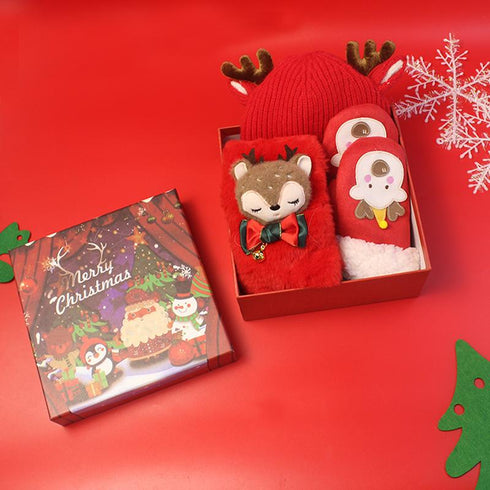 Children's Set of Christmas Scarf, Gloves and Beanie
